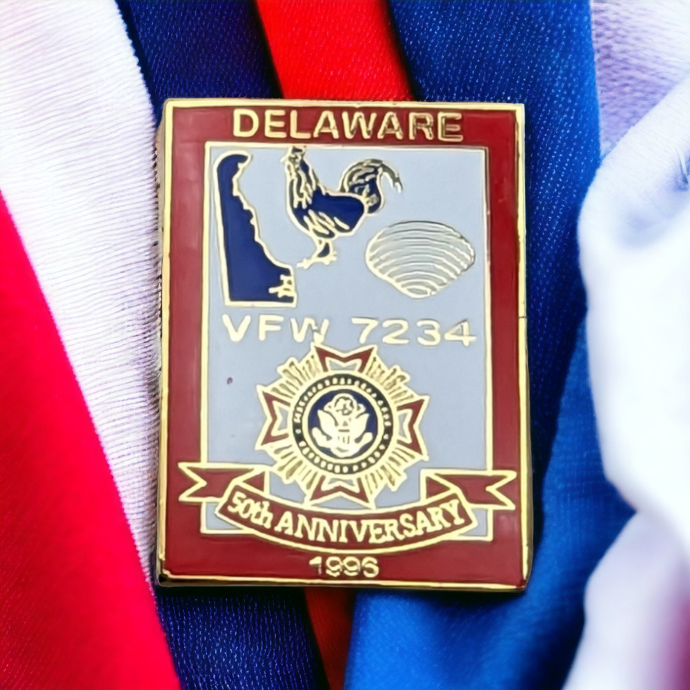 Delaware VFW Veterans Foreign Of Wars 50th Anniversary 1996 Hat Lapel Pin